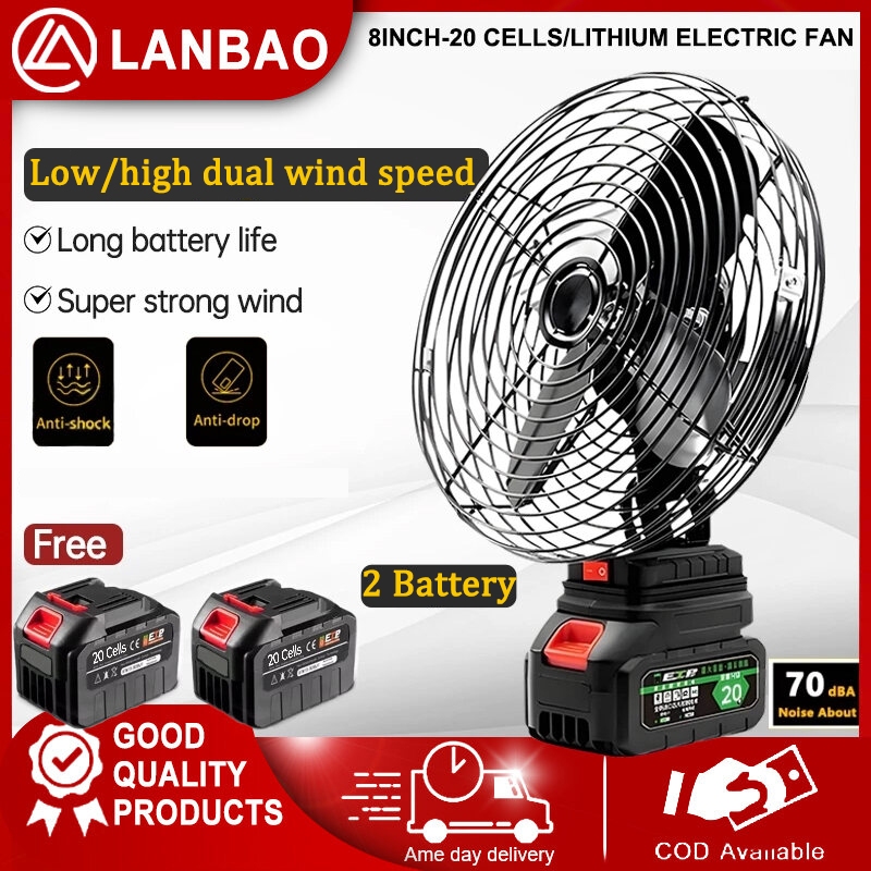 8 Inch Portable Camping Fan Cordless Rechargeable High Power Outdoor Desktop Cooling Fans for Makita Battery