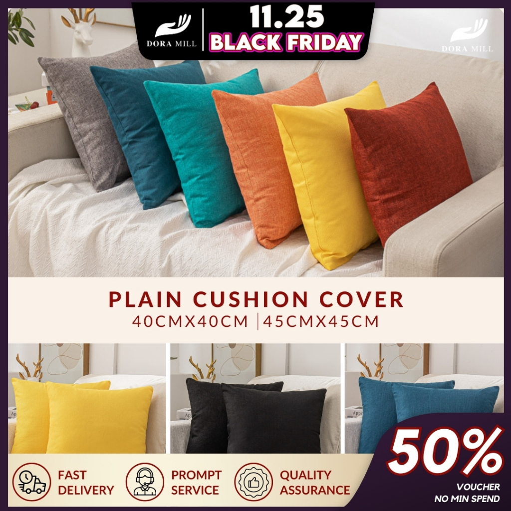 DORAMILL Plain Colour Cushion Cover | Square Throw Pillow Case / Sofa Cushion Cover Sarung Kusyen Home Decor BZ#3