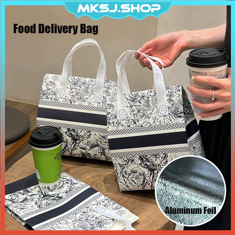 Aluminum Foil Cooler bag Insulated Food Delivery Bag Picnic Drinks Storage Bag with Handle Keep Warm Cold Disposable
