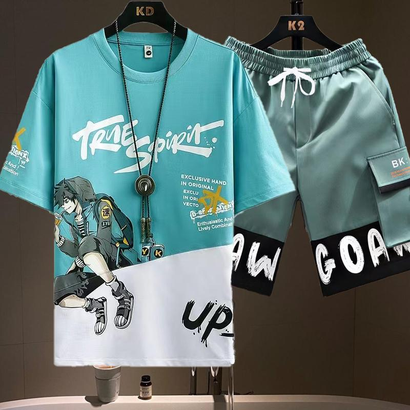 Ready Stock SATU 2PCS Srttrendy Loose short - Sleeved Shorts Fashion T shirt Unisex T Shirt Size Besar（Size S-Size 3XL)