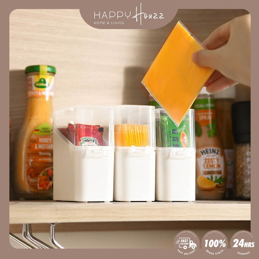 【READY STOCK】HAHO Cheese Slice Box Multipurpose Storage Container Kitchen Fridge Keep Fresh Space Saving Sauces Organize