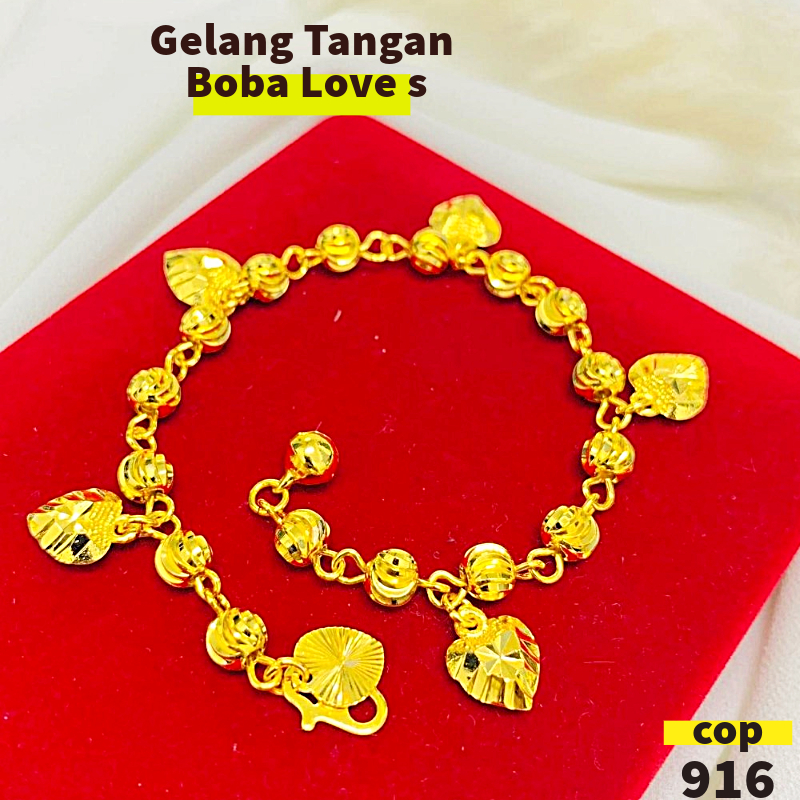 GELANG TANGAN GANTUNG LOVE <3 COP916 EMAS KOREA MURAH by ImanJewellery