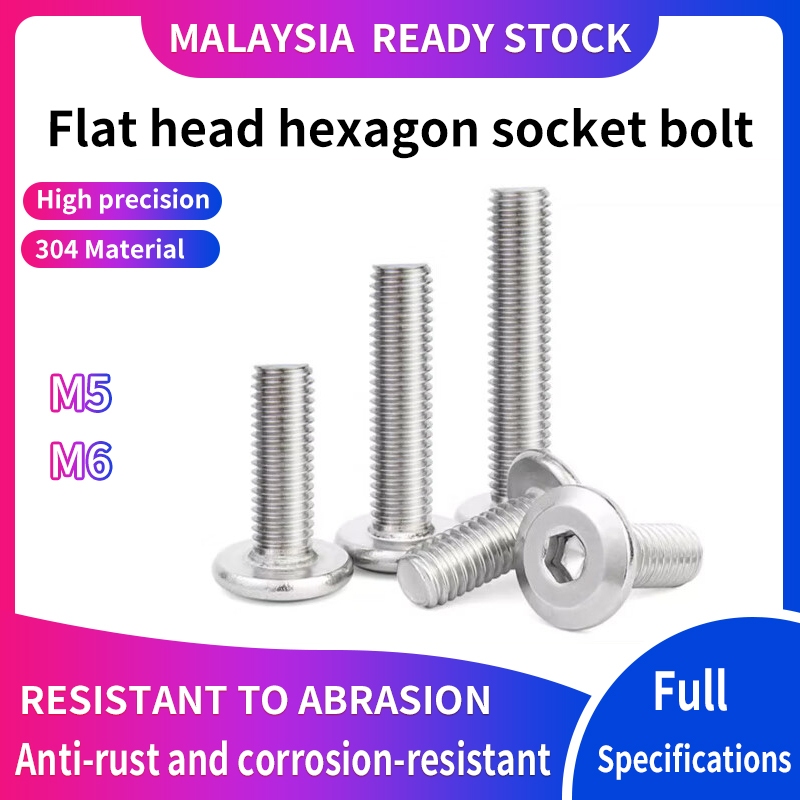 304 stainless steel flat head clamp M5 M6 Furniture Bed Table Chair DIY Skru JCBC Screw