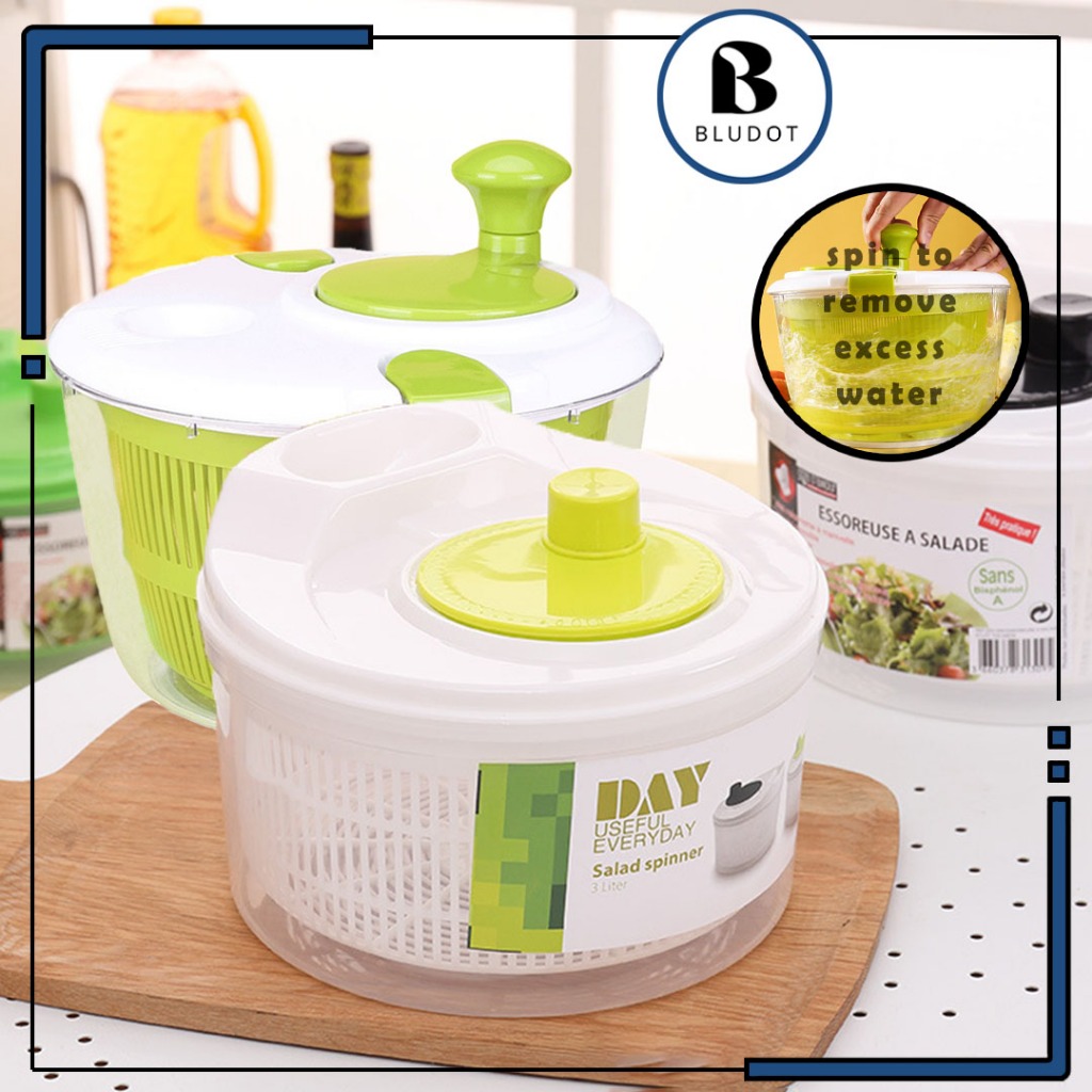 SALAD SPINNER PEMUTAR SALAD WASHER DRYING SALAD DEHYDRATOR WATER DRAIN BASKET