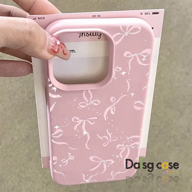 Exquisite Pink Bow Tie Phone Case Compatible for IPhone 16 13 15 12 11 14 Pro Max XR X XS MAX 15Plus 7/8 16plus