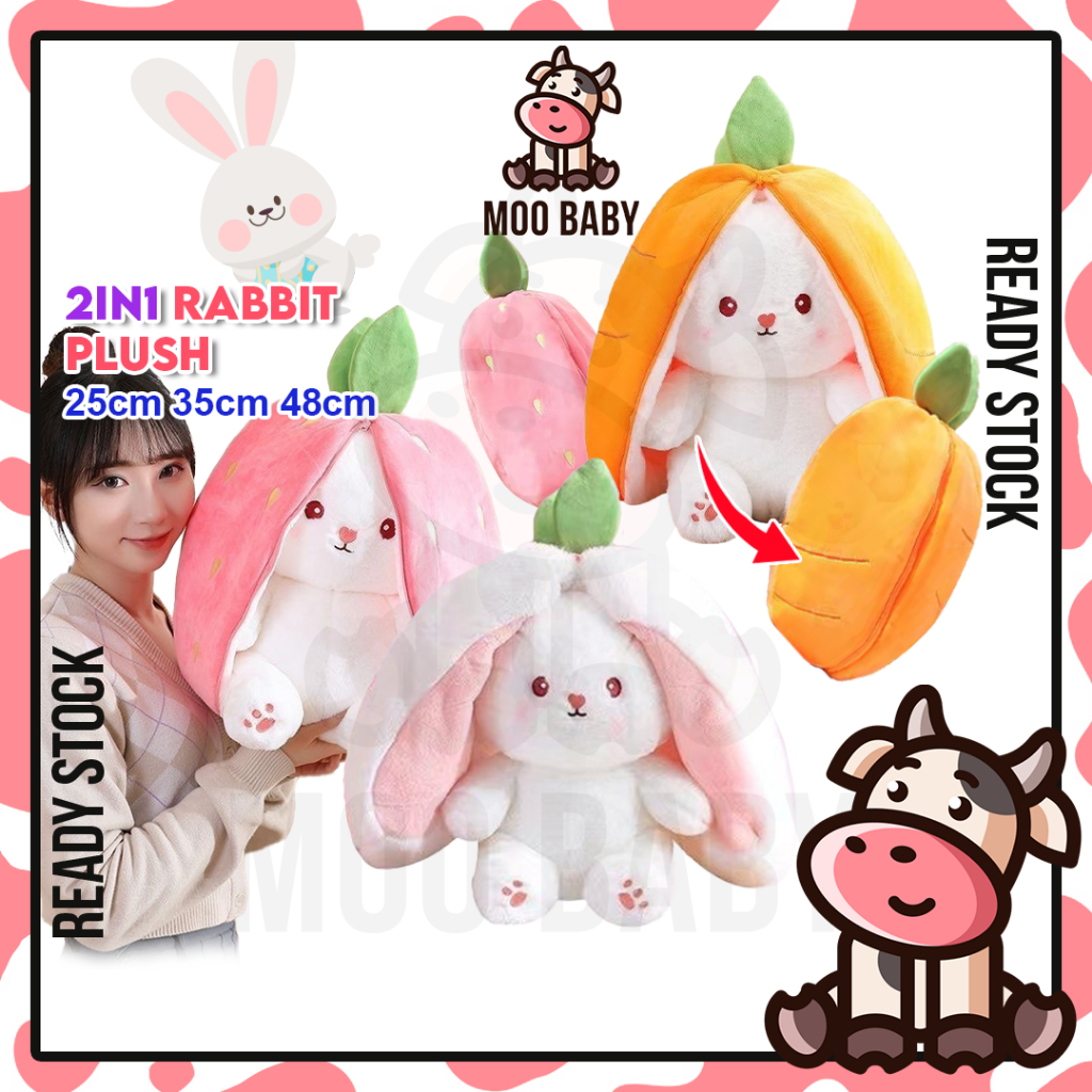 Moo Baby Boneka Anak Patung Comel 2in1 Rabbit Plush Toy Rabbit Plushie Cute Doll Plushy Soft Toy Stuffed Toy Bestie Gift