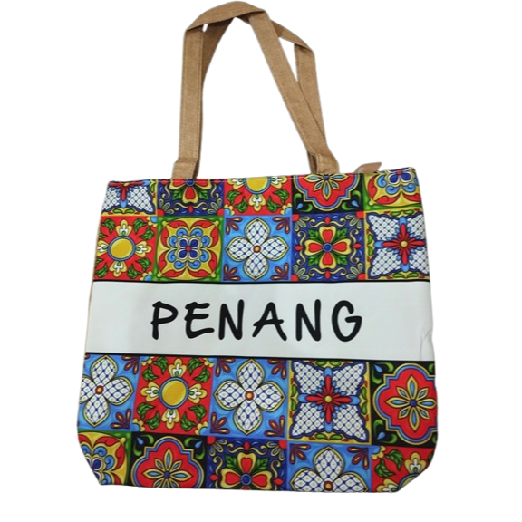 Penang batik design Tote Bags hand bag with Zipper