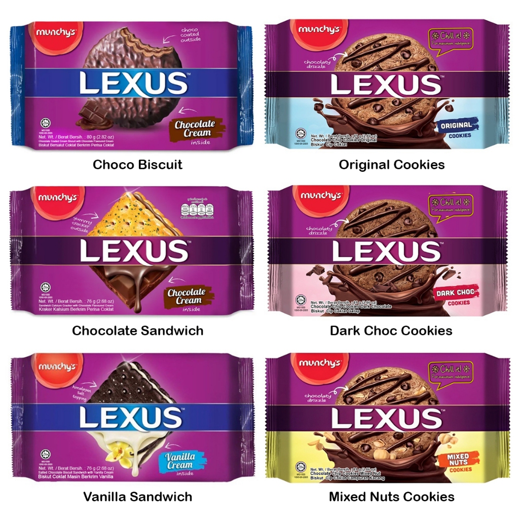 Munchy's Lexus Choco Coated Cream (80g) /Chocolate (76g) / Vanilla Sandwich (76g) Biscuits Assorted Flavors Available