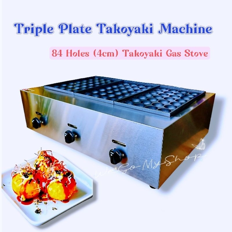 Ready Stock 3 Plates Takoyaki Gas Stove 84 Holes Takoyaki Cooker Octopus Ball Machine Takoyaki Makers Takoyaki Grill