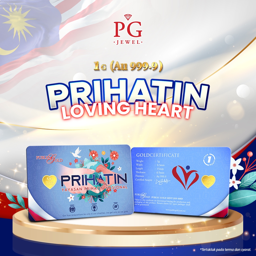 Public Gold Bullion Bar 1g (Au 999.9) - Prihatin Loving Heart