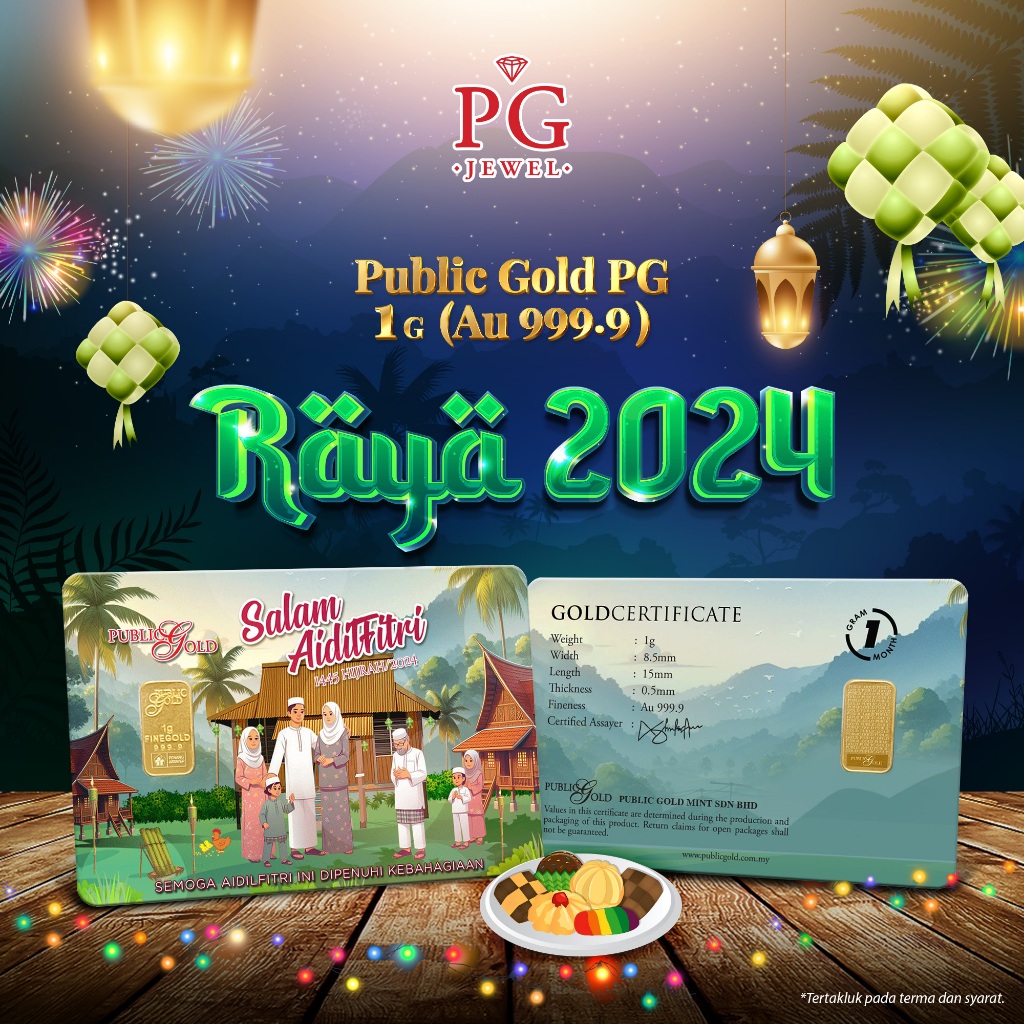 Public Gold Bullion Bar 1g (Au 999.9) - Raya 2024