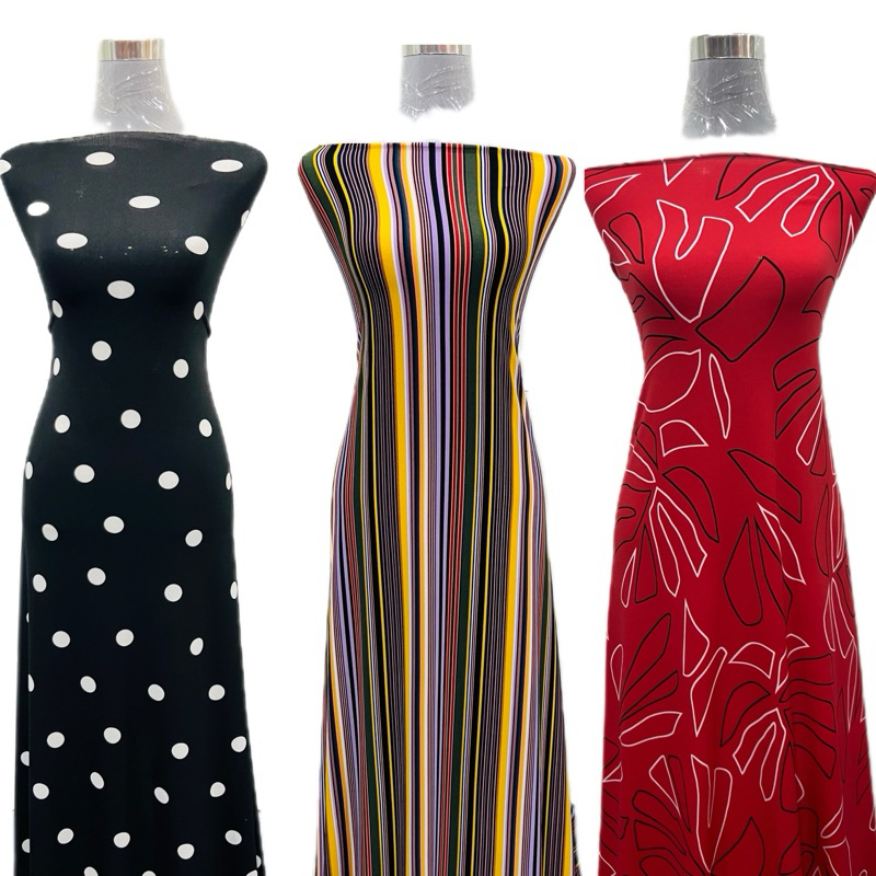 new arrivals kain pasang lycra Mosscrepe printed 3D /bidang 60/320 gms Korea