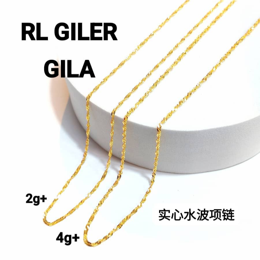 Wing Sing Rantai Leher Gila Gila Giler Giler Padu Bajet Emas 916 /916 Gold Wave Solid Dicso Chain