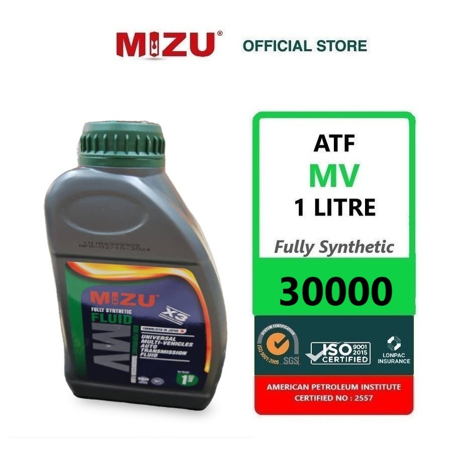 Mizu (NEW) ATF MV auto transmission fluid Fully Synthetic all car Insurance ISO 9001 Perodua Proton Mazda toyota (1L)