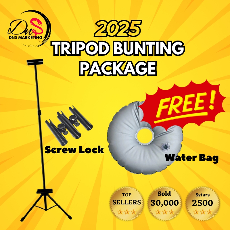 Super Promosi Tripod Stand Bunting Banner 2 meter Height Adjustable Double Sided Display Bunting Free Water Bag