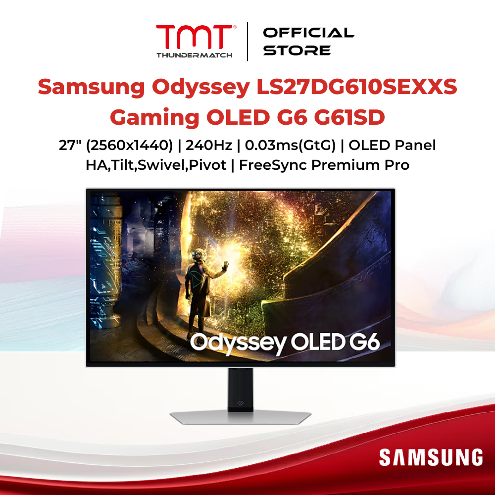 Samsung Odyssey LS27DG610SEXXS Gaming OLED G6 G61SD Monitor | 27" (2560x1440) | 240Hz | 0.03ms (GtG)