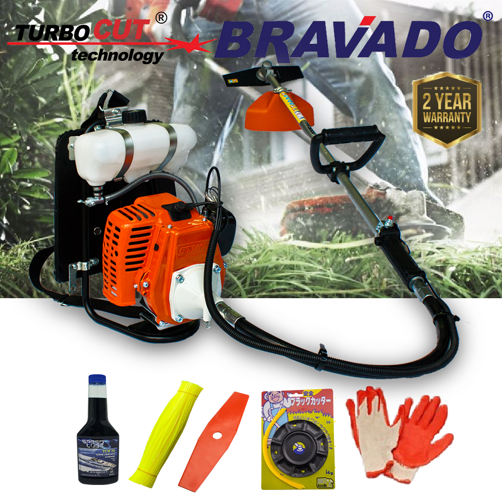 【JAPAN BRAND】BRAVADO/APACHE TurboCUT 32.8cc 2-STROKE BRUSH CUTTER HEAVY DUTY BACKPACK | MESIN POTONG RUMPUT COMBO SET