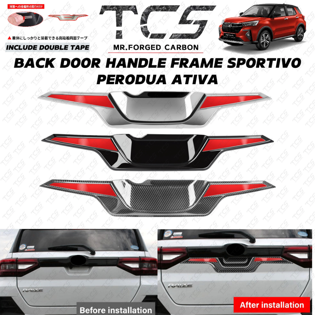 TCS PERODUA ATIVA CAR BACK DOOR HANDLE FRAME COVER SPORTIVO GARNISH ACCESSORIES