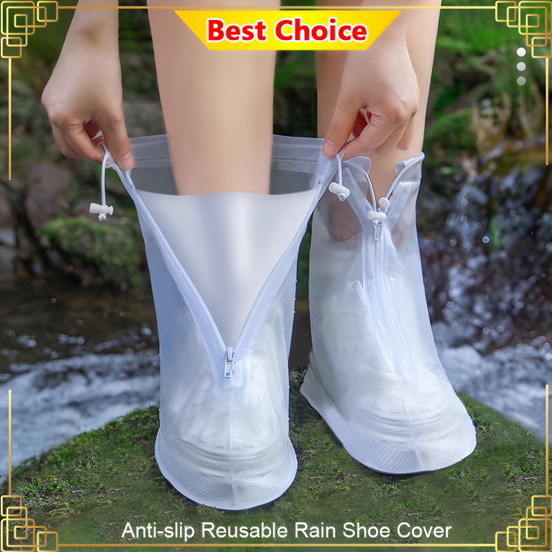 Shoe Cover waterproof Anti-slip Reusable Rain Shoe Cover Kasut Hujan Soft Latex Elastic Motorcycle Rain Boot