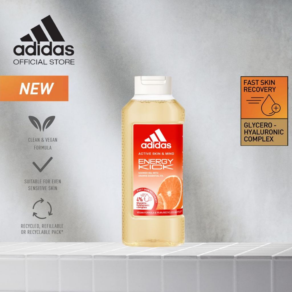 Adidas Active Skin & Mind Energy Kick Shower Gel 400ml - Suitable for Sensitive Skin (Vegan)