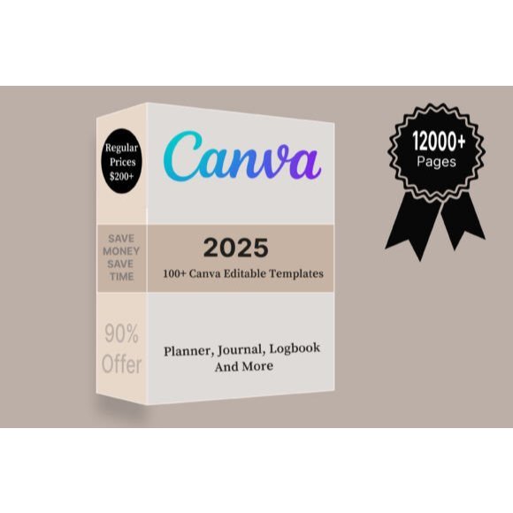 2026 Planner 200+ Editable Canva Templates PLR Planner, Jurnal, Tracker Template Bundle