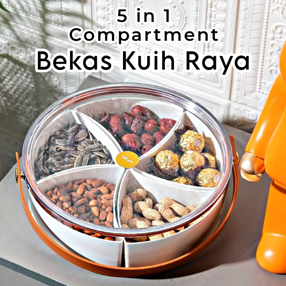 5 in 1 Air Tight Food Container Storage Bekas Biskut Raya Kuih Raya Balang Nut Fruit Candy Box Sweet Biscuit Gula Gula