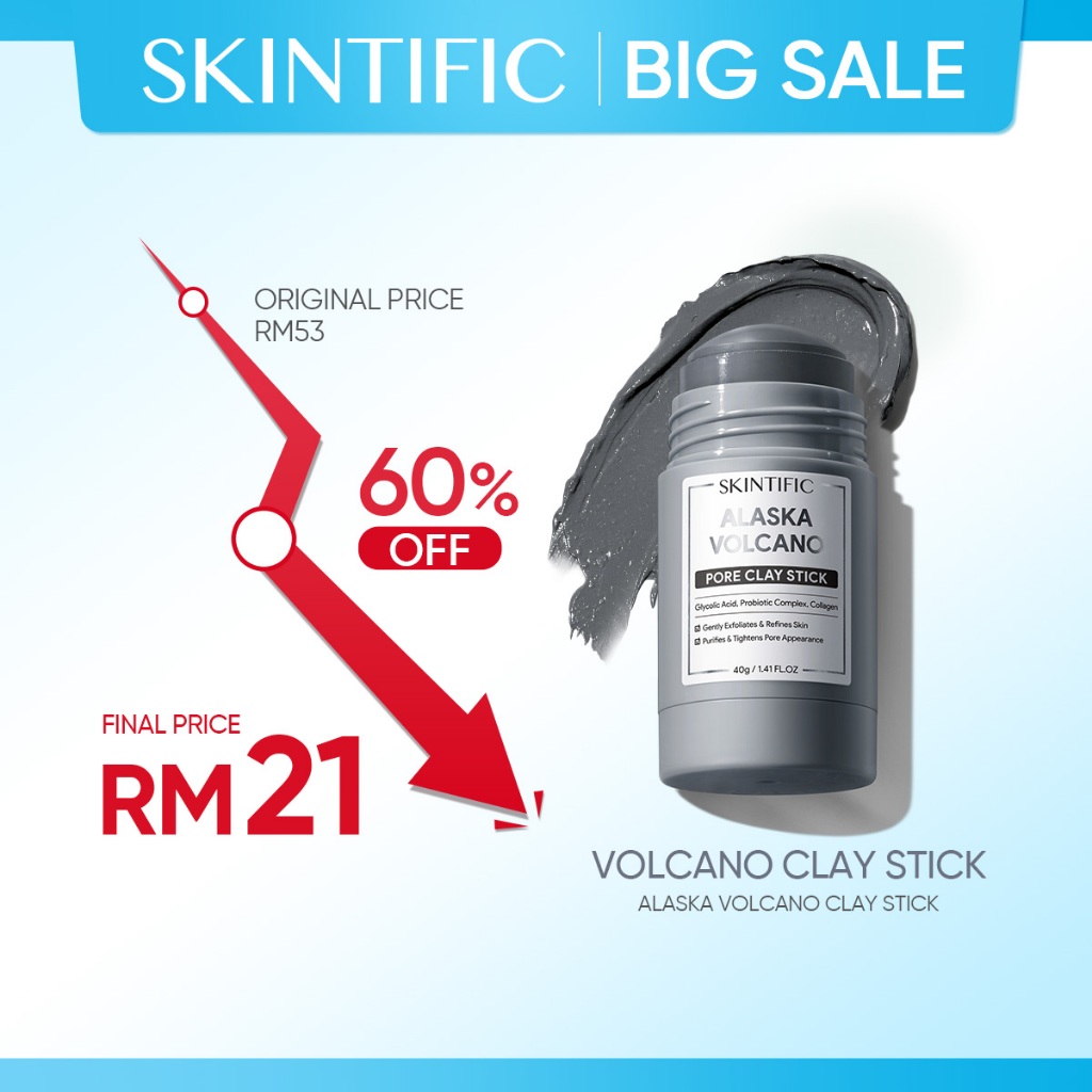 SKINTIFIC Alaska Volcano Reduce Blackheads Deep Pores Cleansing Clay Mask Stick Blackhead Removal