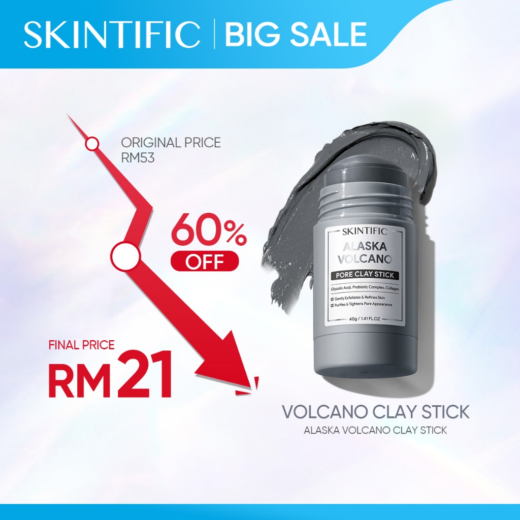 SKINTIFIC Alaska Volcano Reduce Blackheads Deep Pores Cleansing Clay Mask Stick Blackhead Removal