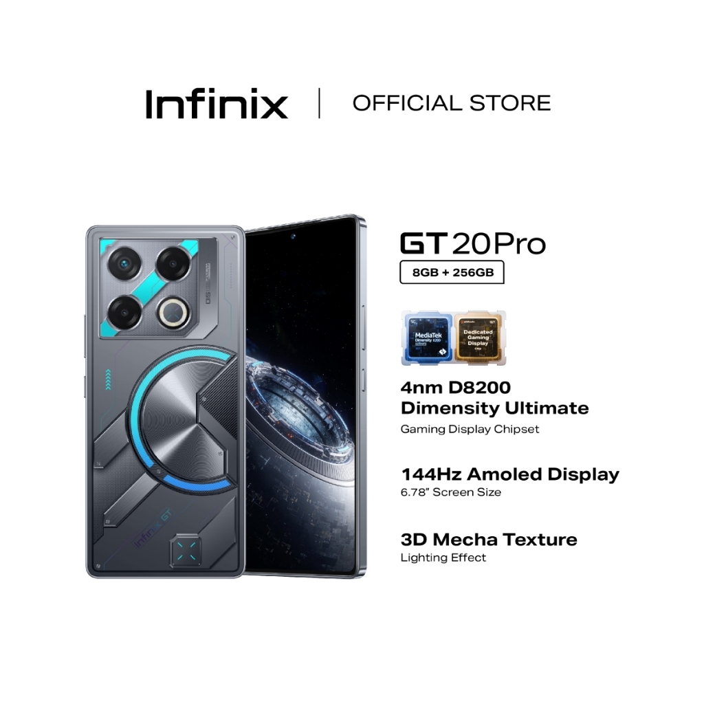 Infinix GT20 PRO 256GB+8GB(UP TO 16GB) MediaTek D8200 4nm + Gaming Display Chip 120fps+144Hz AMOLED 108MP Camera