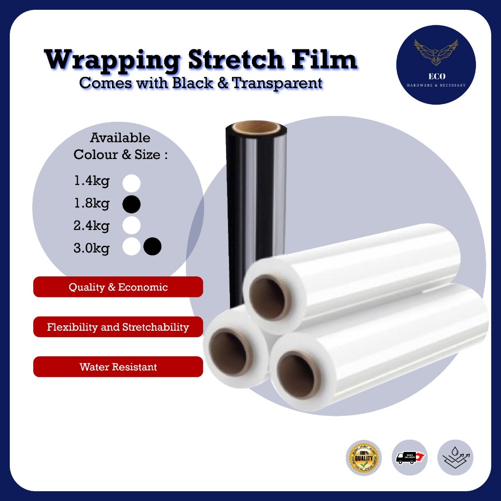 1.4kg 1.8kg 2.4kg 3kg Grade A Stretch Film Furniture Wrapper Wrapping Raping Plastic Wrap Plastik Wrapping Barang Balut