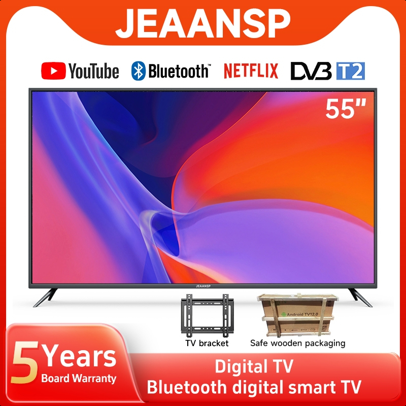 LED TV Bluetooth Smart TV 50 55 60 75 inch 4K Android 14.0 TV Wi-Fi Netflix YouTube MYTV/DVB-T2