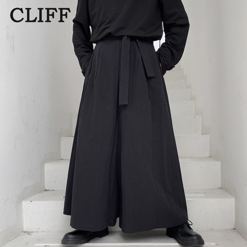 【Tempat Malaysia】CLIFF men seluar slack lelaki Men's Loose Wide Leg Pants Casual Style Loose Men's Pants Black Pants