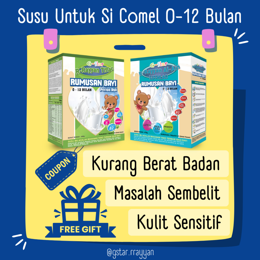 ORI HQ Susu R-rayyan 0-12 bulan Asli Tiflac Al Ain Luthlac Sembelit Tambah Berat Ekzema