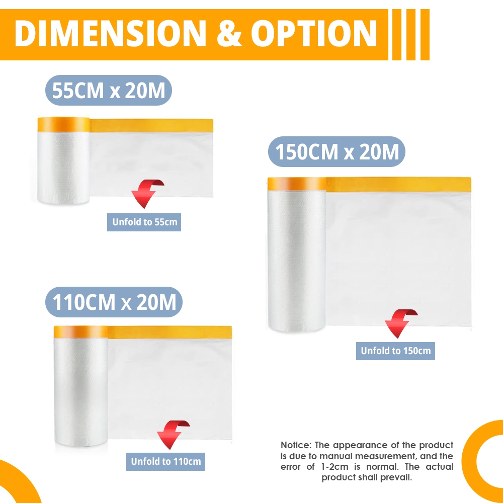 Borong365 Waterproof Dustproof Furniture Cover – 1PC Protective Masking Film