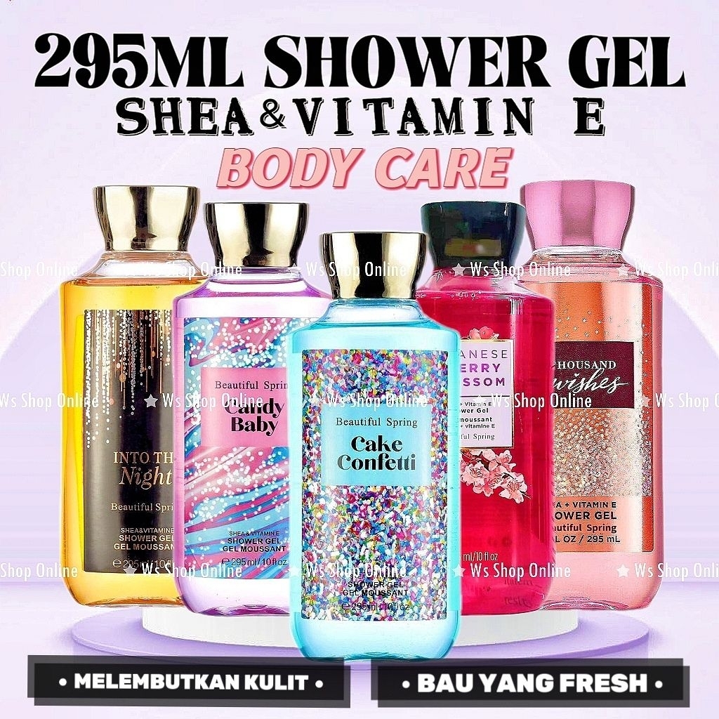 Shower Gel Perfume Beautiful Spring Shea & Vitamin E Victorias Bbw Body Wash Minyak Wangi Sabun Mandi Melembutkan Kulit
