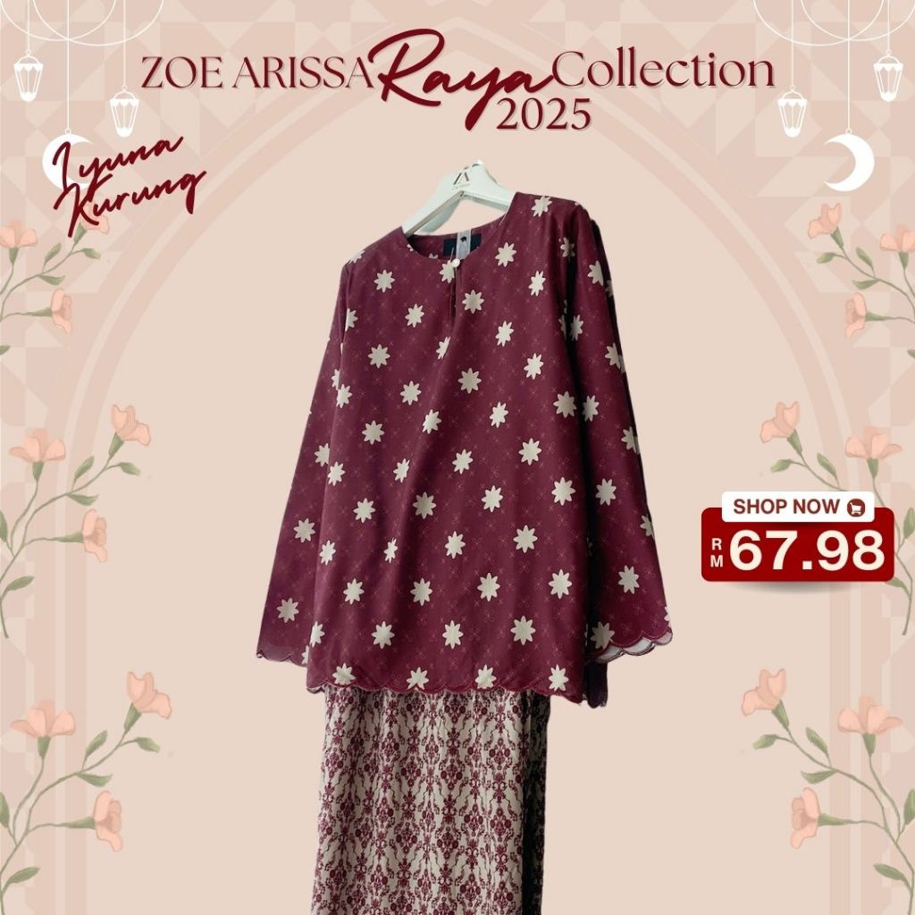 ZOE ARISSA Lersia Selyha Kurung Kedah Baju Sulam Raya Haji 2025 Printed Plaid Batik Embroidery Duyung Iyuna Hesyia