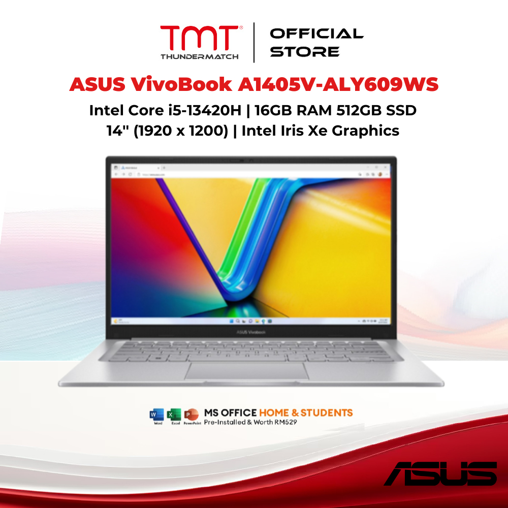 ASUS VivoBook A1405V-ALY609WS Laptop | Intel Core i5-13420H | 16GB RAM 512GB SSD | 14'' (1920 x 1200