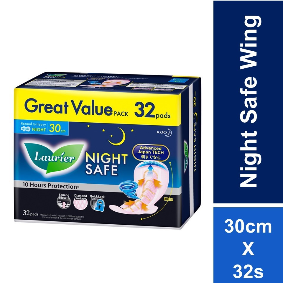 LAURIER Night Safe Wing 30cm x 32pads