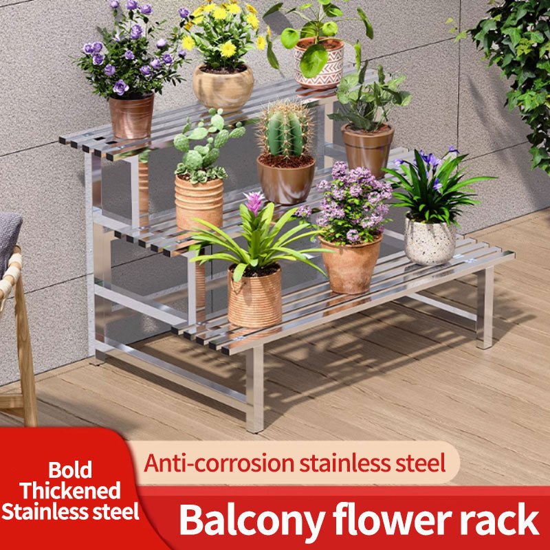 1-4 layerStainless Steel Stand Flower Stand Flower Pot Stand Garden Rack Ladder Rack Outdoor plant rack