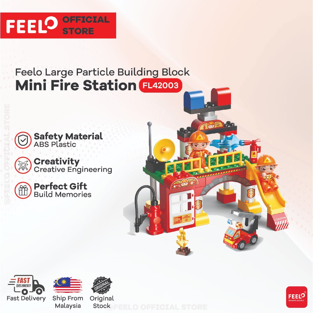 Feelo FL42003 (55 Pcs) Mini Fire Station Building Blocks Mainan Fire Fighter Series Blocks Toys
