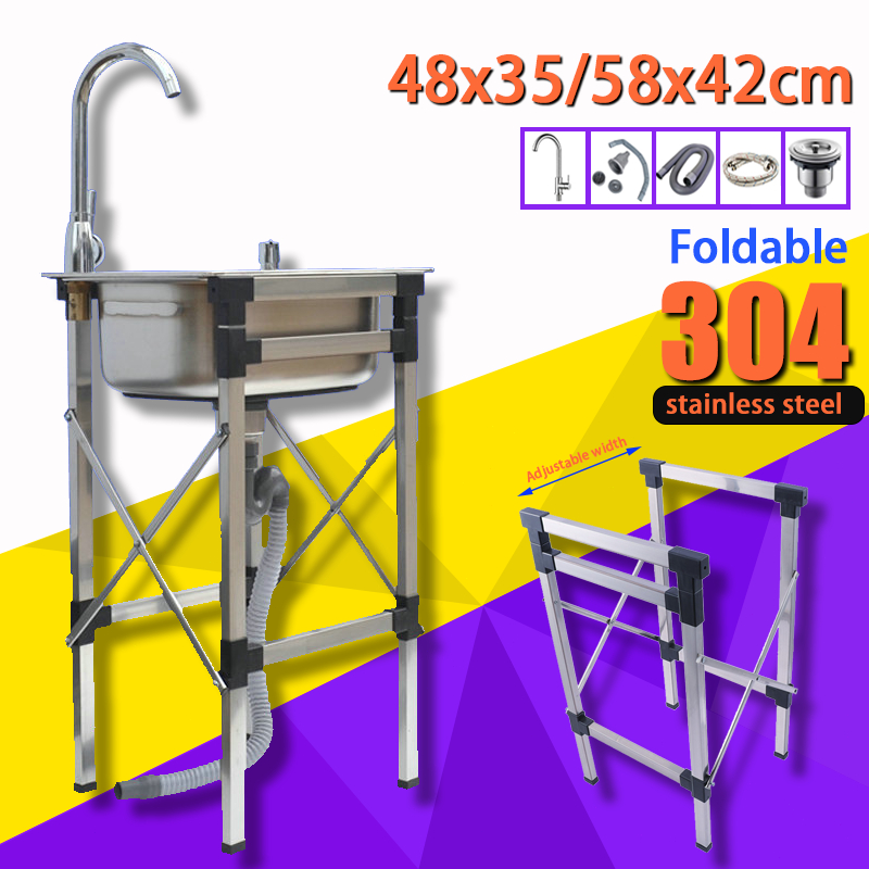 Pampasan Kerosakan 304 stainless steel Sink Foldable sink Portable Sink Stand and Faucet Set