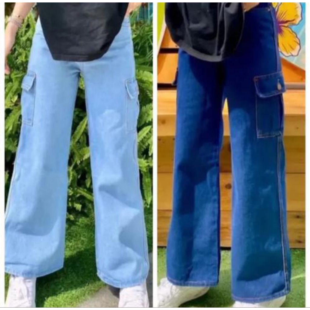 Ladies Cargo 6pockets Palazo Denim High Quality Materials Fast Delivery ready stock