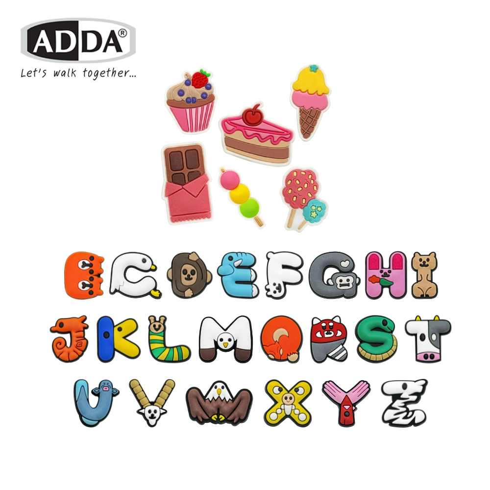 [GWP] ADDA Jibbitz Shoe Charms Accessories - Cartoon Alphabets Desserts