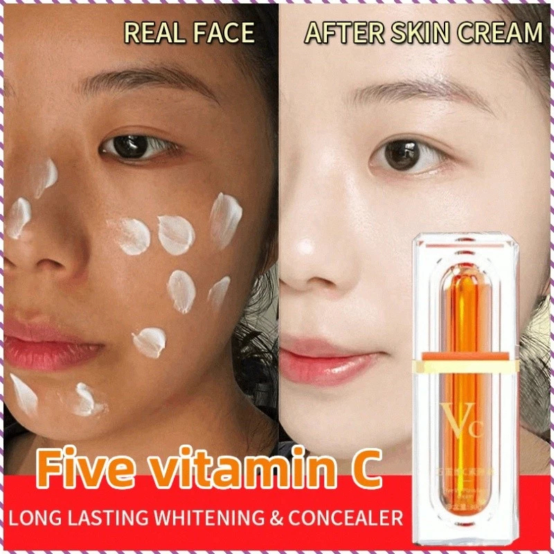 Lazy Tone-Up Cream 30g, 5X Vitamin C Brightening Concealer & Hydrating Natural Look Makeup Base