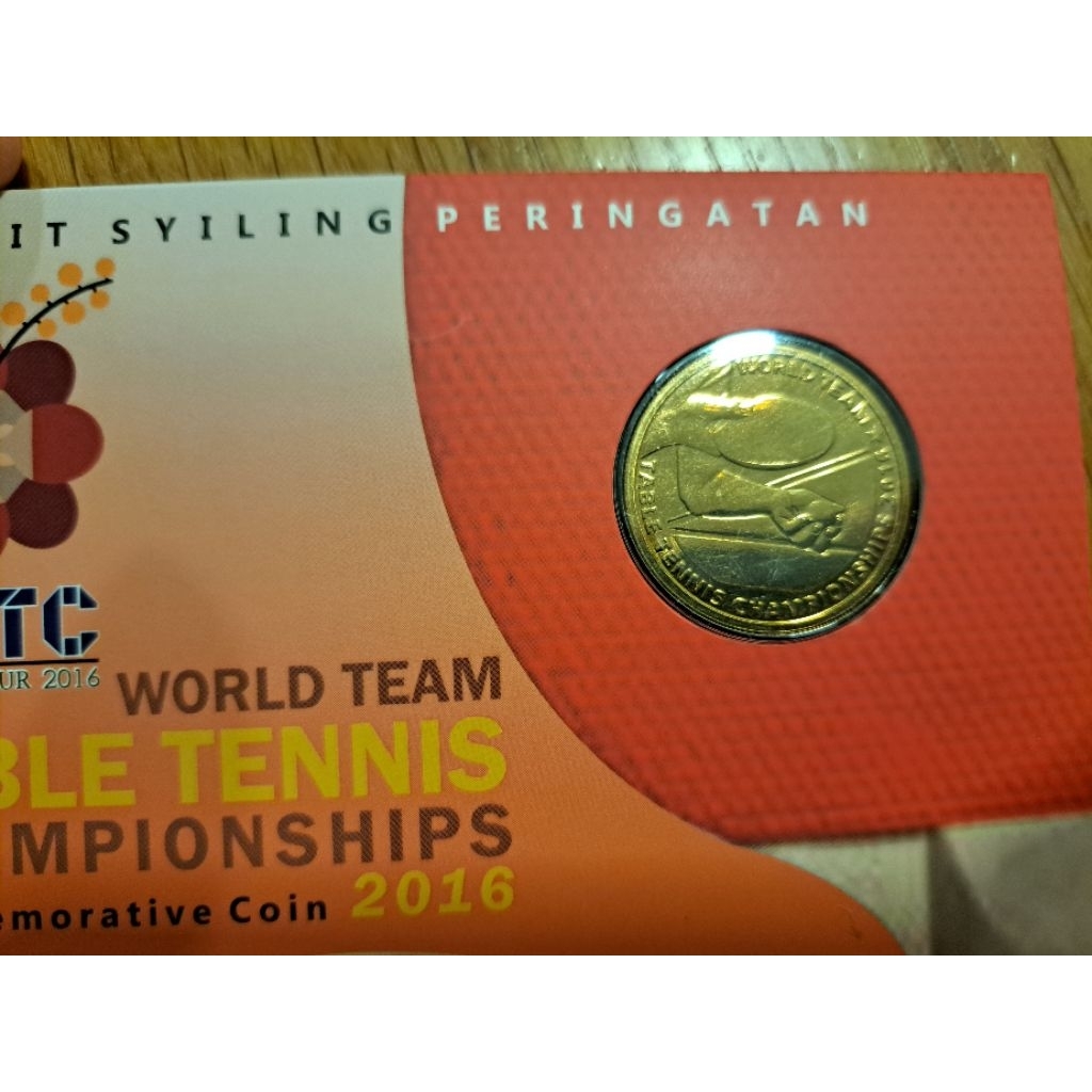 Duit Syiling Peringatan Kejohanan Pingpong Berpasukan Dunia Table Tennis Championships WTTC Kuala Lumpur 2016 Coin Card