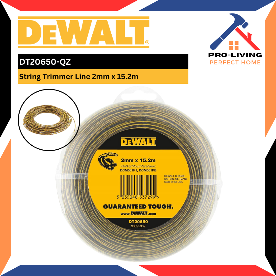 DEWALT DT20650-QZ Tali Mesin Potong Rumput 2mm x 15.2m / String Trimmer Line 2mm x 15.2m 割草绳