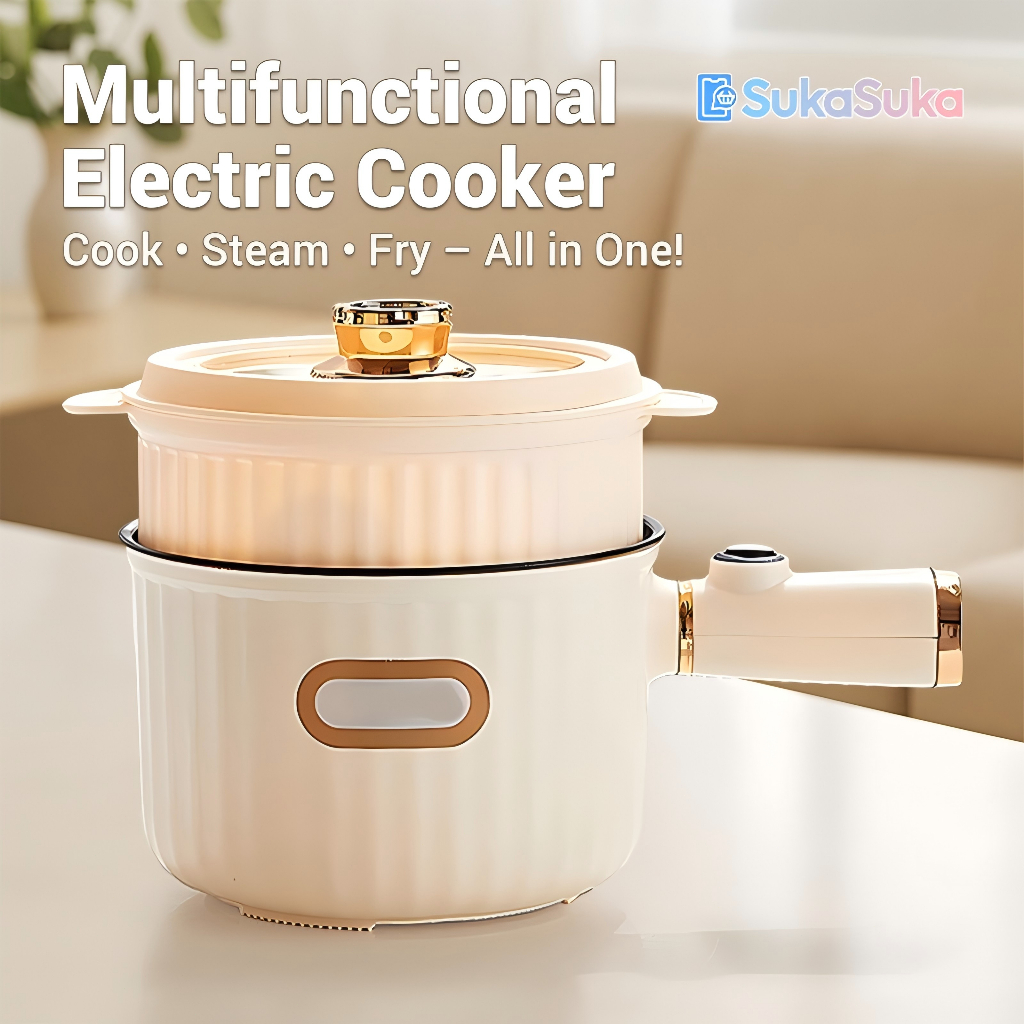 Electric Cooker 1.8L Non Stick Wok Steamer Electric Smart Cooking Pot Multi Cooker Mini Pot Periuk Elektrik
