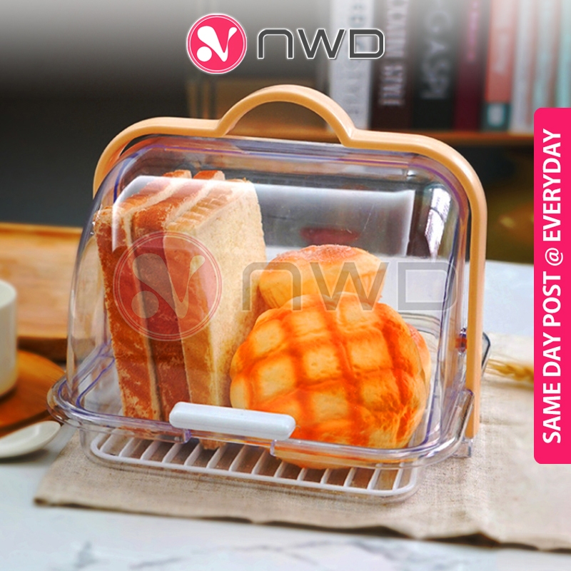 《 》Portable Double Door Bread Box Cake Pastries Cookies Transparent Cover Storage Case Bekas Simpan Roti 面包盒