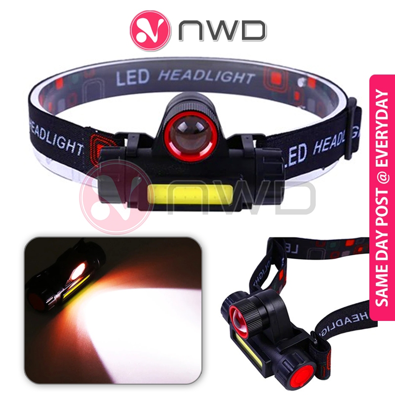 《 , 》XPE COB Waterproof Camping Head Light Rechargeable Torch Headlamp Lampu Kepala 爬山头灯 NWD