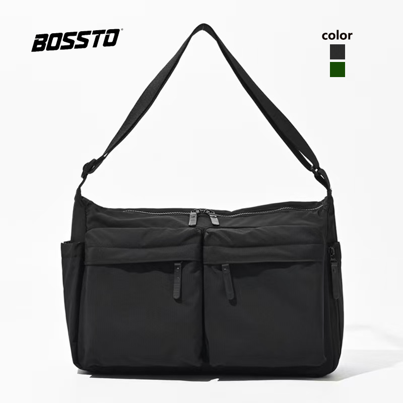 BOSSTO Unisex Leisure Shoulder Bag Multi Pocket Messenger Shoulder Bag Large Capacity Nylon Tablet Netbook Umbrella